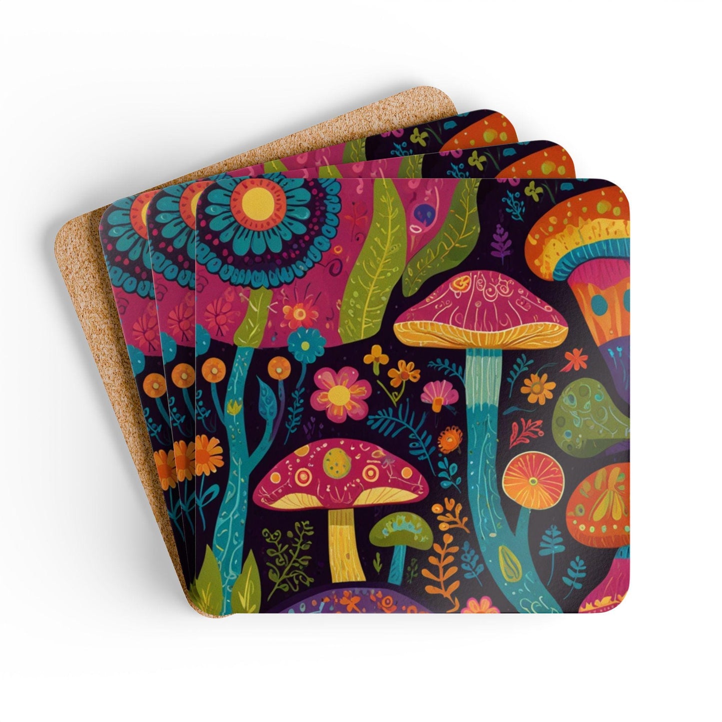 Stunning Cork Coasters Set of 4 - Unique Nature-Inspired Design - Eco-Friendly, Stylish Coasters - Sustainable Home Décor