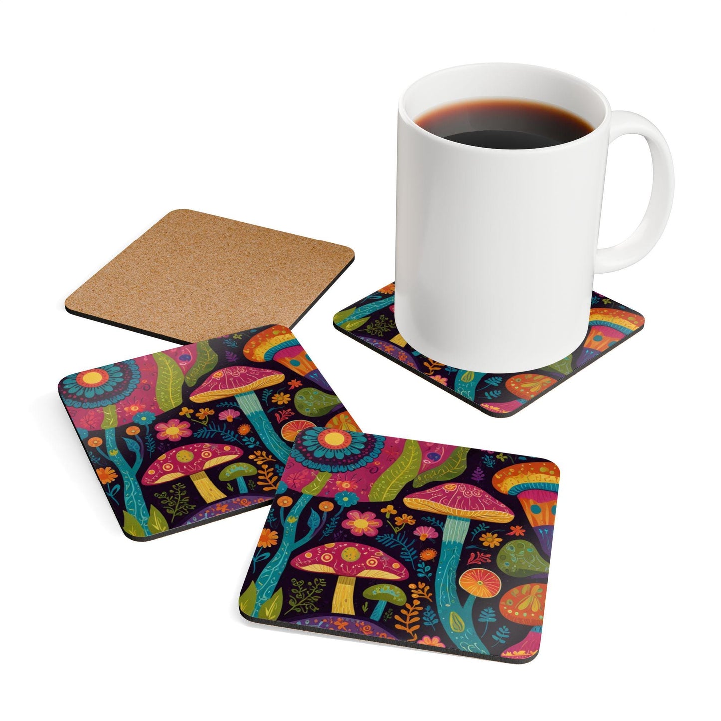 Stunning Cork Coasters Set of 4 - Unique Nature-Inspired Design - Eco-Friendly, Stylish Coasters - Sustainable Home Décor