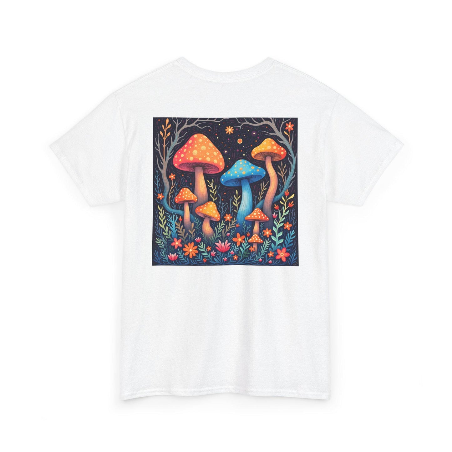 Mush-Love Collection Tee - Unisex T-Shirt with Unique Mushroom Back Design - Signature Mush-Love Logo - Sizes S to 3XL