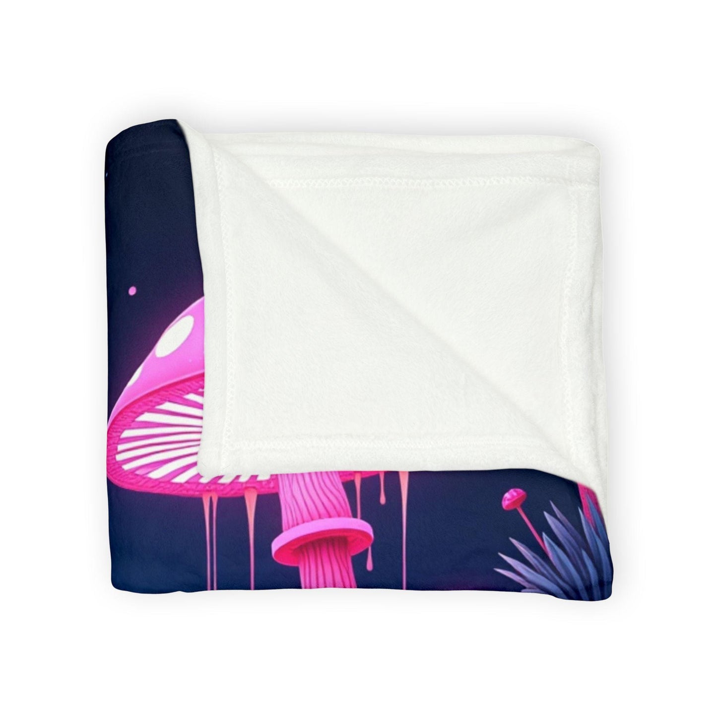 At Night Soft Polyester Blanket - Mystical Mushroom Design | Cozy Throw Blanket in 3 Sizes | Eco-Friendly Nature-Inspired Home Decor