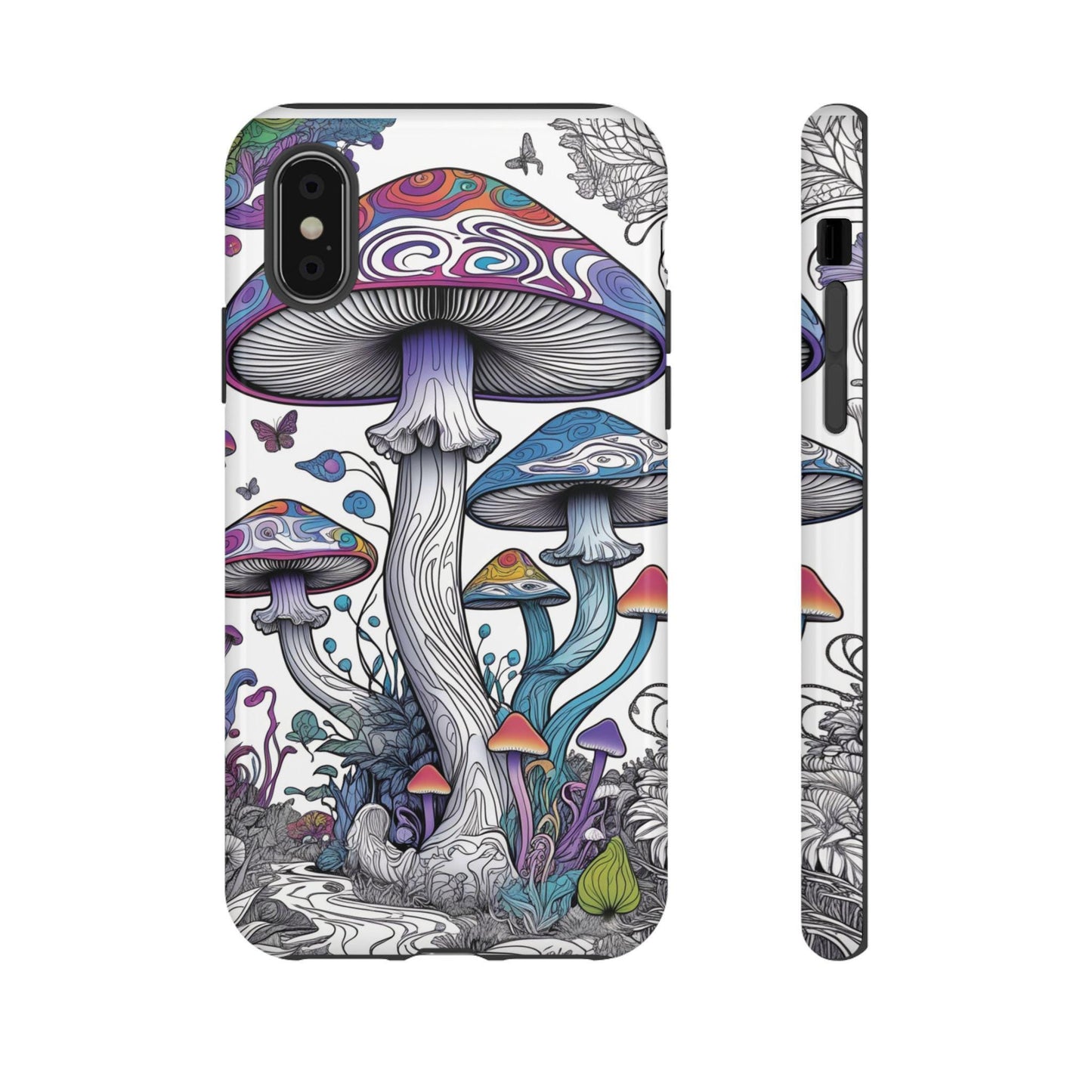 Psychedelic Mushroom Colour Tough Case | Dual Layer iPhone, Phone Case | Durable Protective Cover | Mushroom Art | Custom iPhone Case