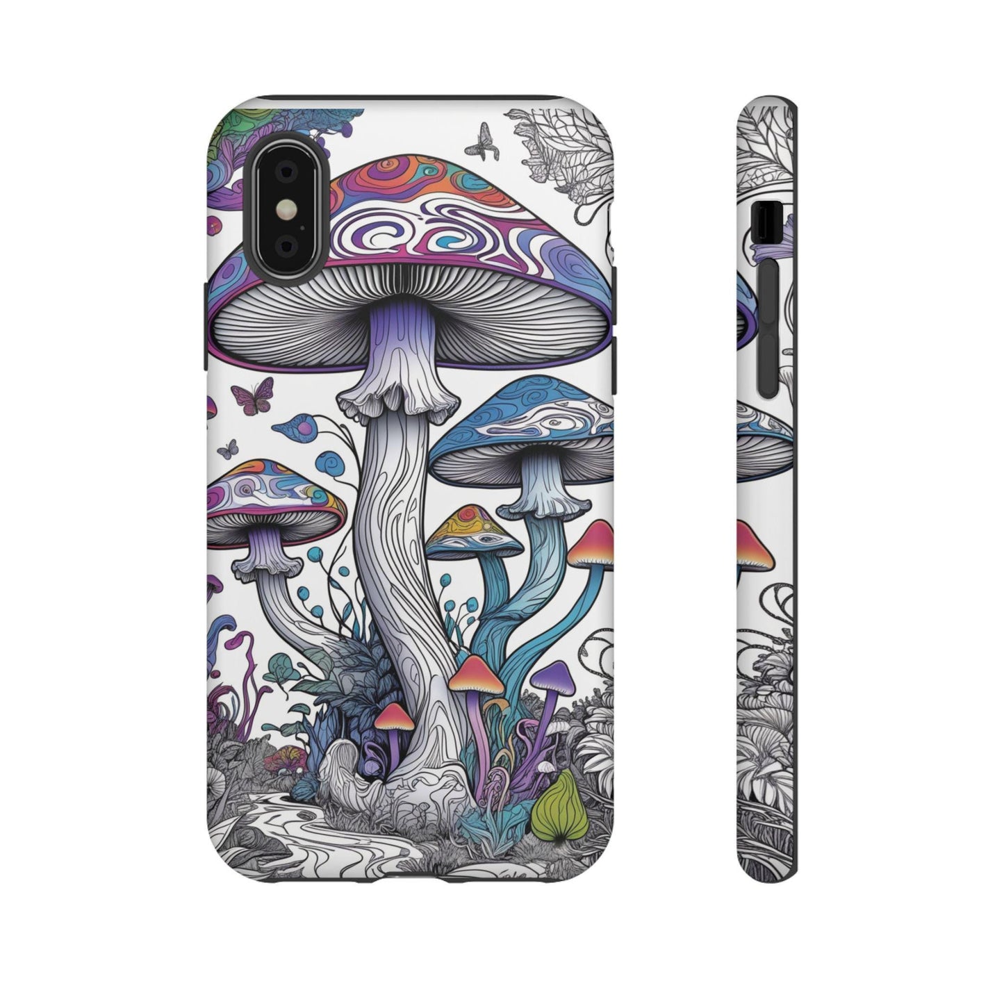 Psychedelic Mushroom Colour Tough Case | Dual Layer iPhone, Phone Case | Durable Protective Cover | Mushroom Art | Custom iPhone Case