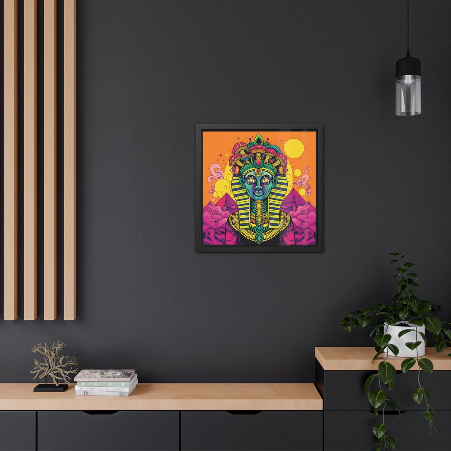 Chosen Pharaoh Framed Print | Egyptian Art | Hand-Crafted Wooden Frame | Unique Wall Art | Pharaoh Portrait | Ancient Egyptian Decor