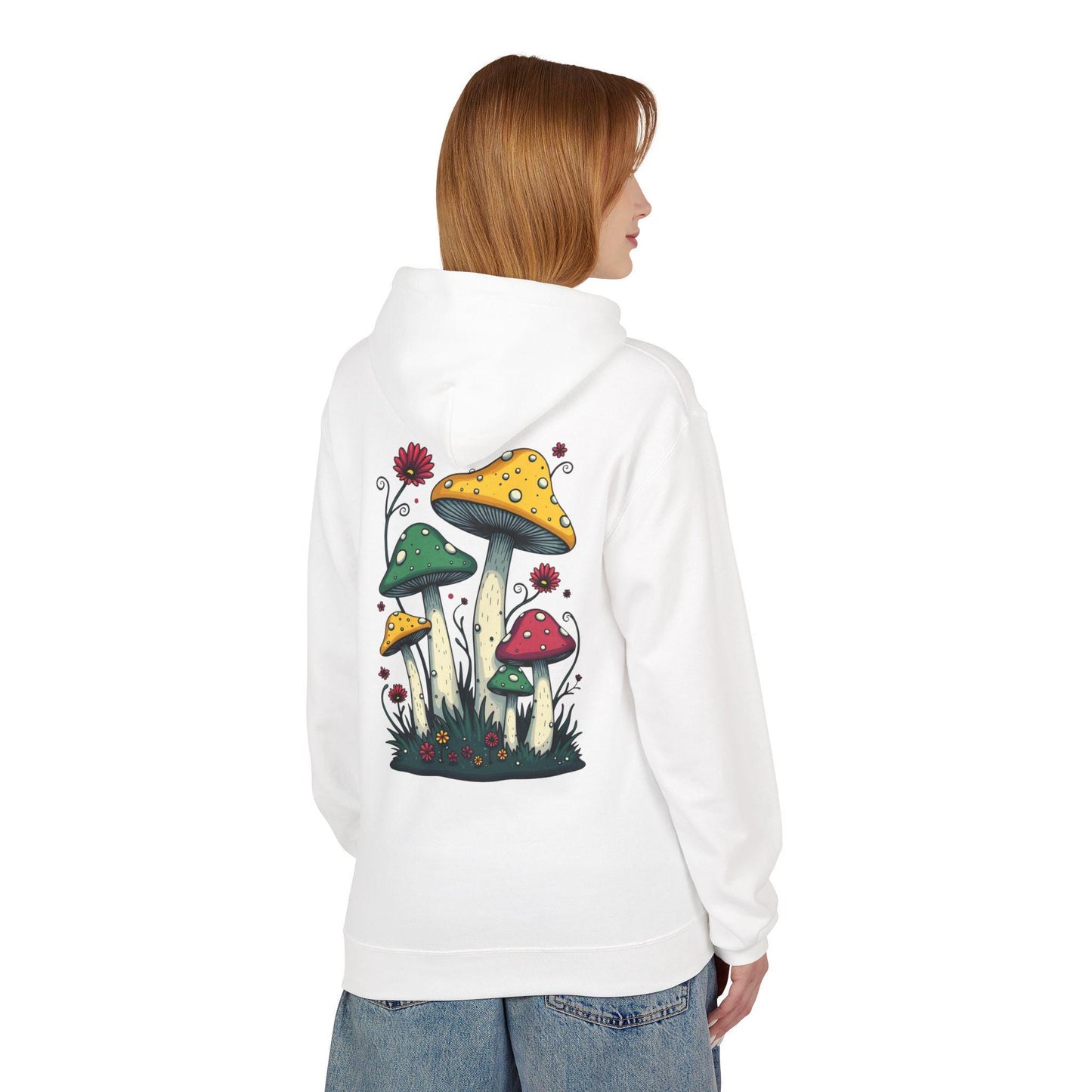 Mush-Love Collection Hoodie - Unisex Hoodie with Unique Mushroom Design on Back - Signature Mush-Love Logo - Eco-Friendly Fashion