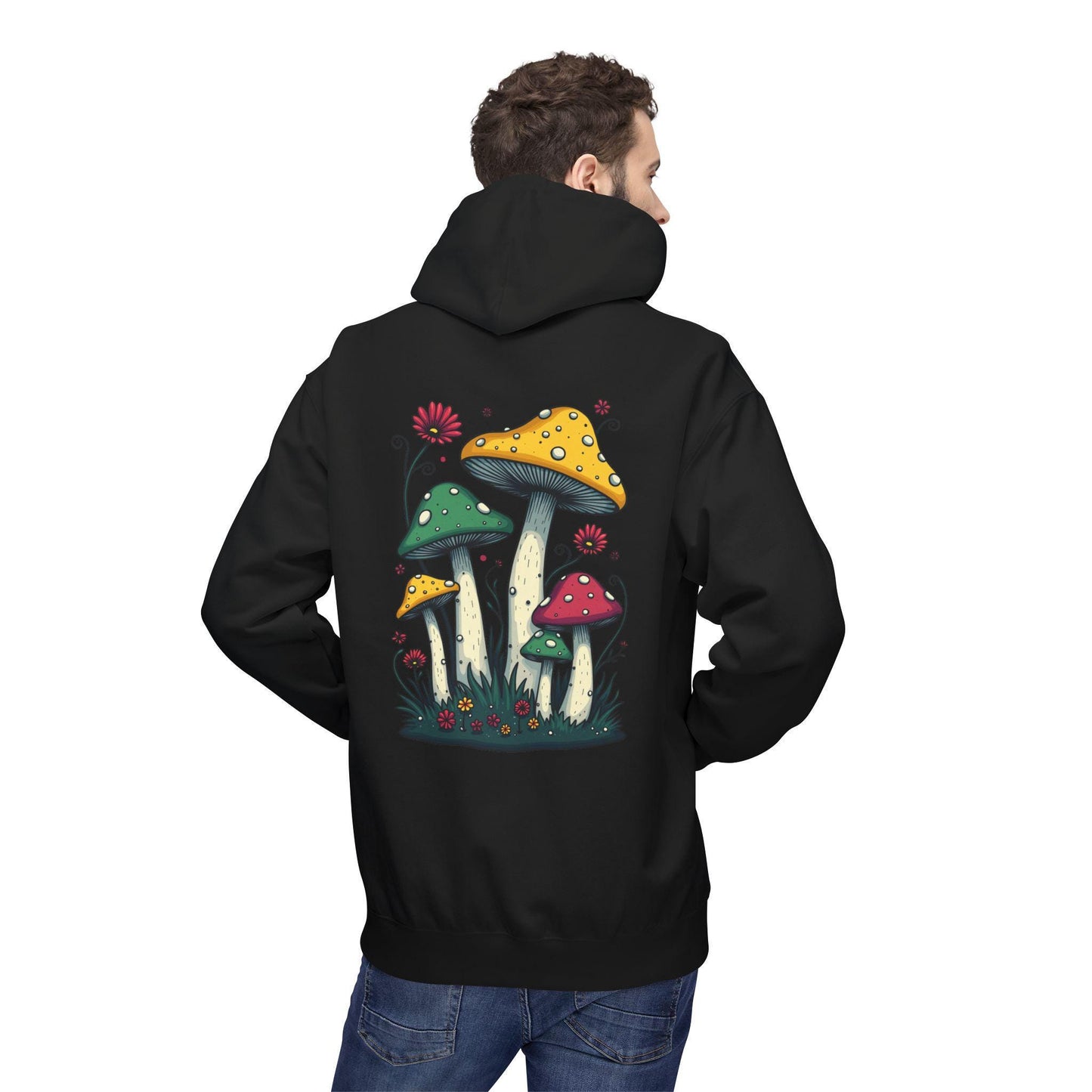 Mush-Love Collection Hoodie - Unisex Hoodie with Unique Mushroom Design on Back - Signature Mush-Love Logo - Eco-Friendly Fashion