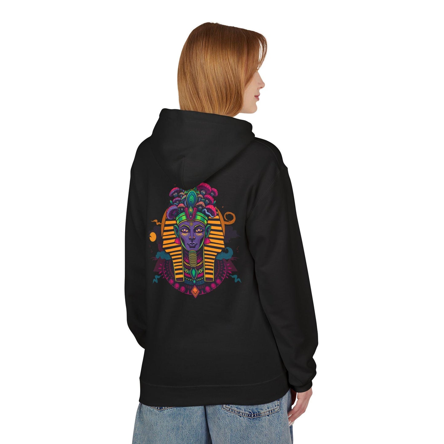 Mushroom Pharaoh Hoodie, Psychedelic Mushroom Hoodie, Fantasy Hoodie, Unisex Hoodie, Eco-Friendly Sweatshirt, Vibrant Graphic Hoodie