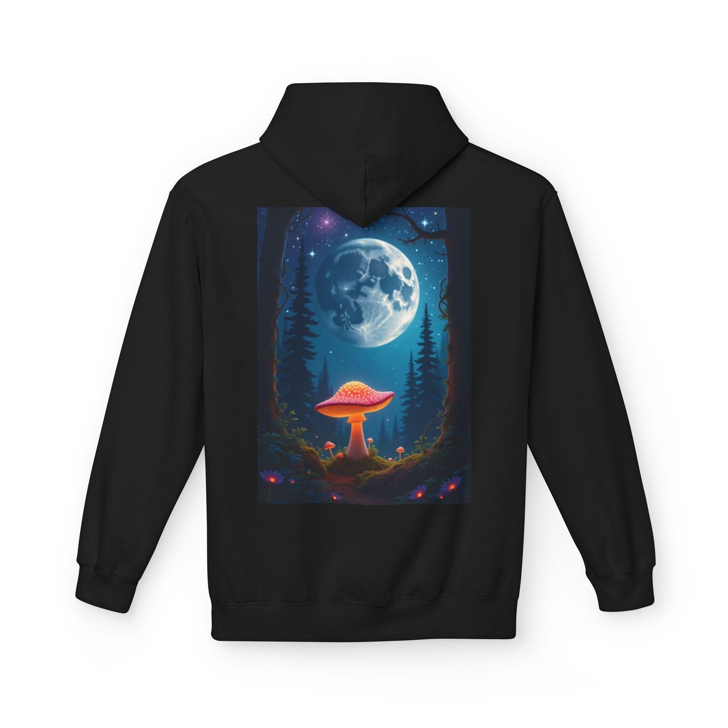 Moonlit Hoodie | Unisex Nature-Inspired Hoodie | Moon & Mushroom Graphic Design | Cozy Hoodie | Limited Edition | Eco-Friendly Fashion