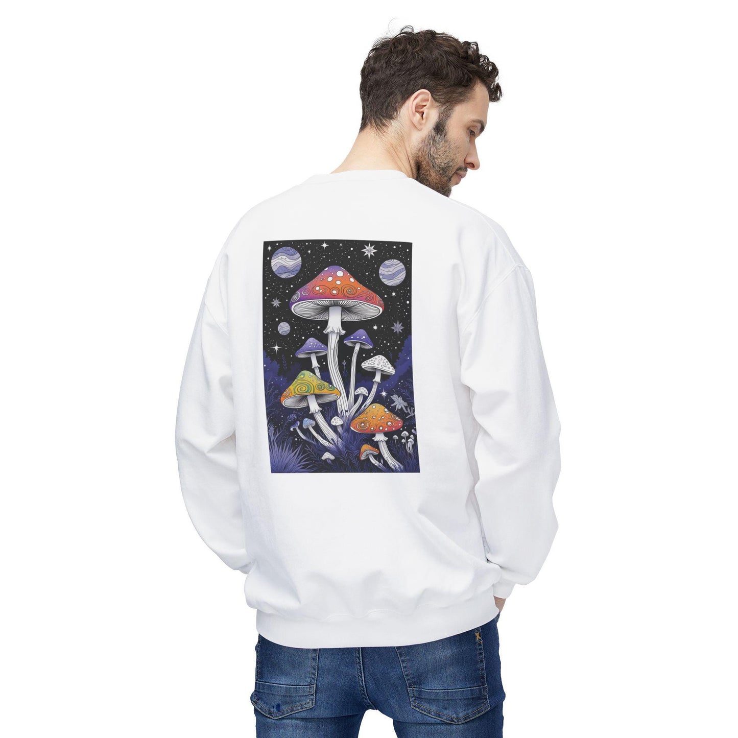 Mushroom Mindscapes Jumper - Psychedelic Mushroom Sweatshirt, Colourful Fungi Design, Unisex, Nature-Inspired Apparel