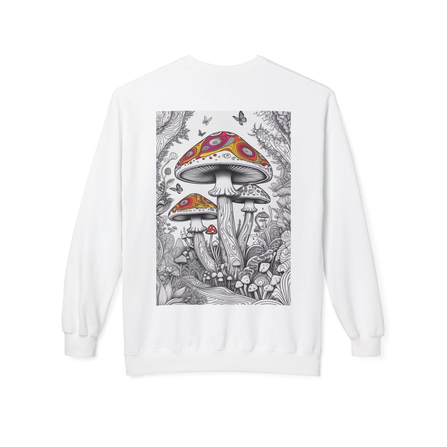 Mush-Love Journey Jumper | Half-Coloured Design | Spiritual Growth Apparel | Psychedelic Art | Unique Mushroom Art | Mindfulness Clothing