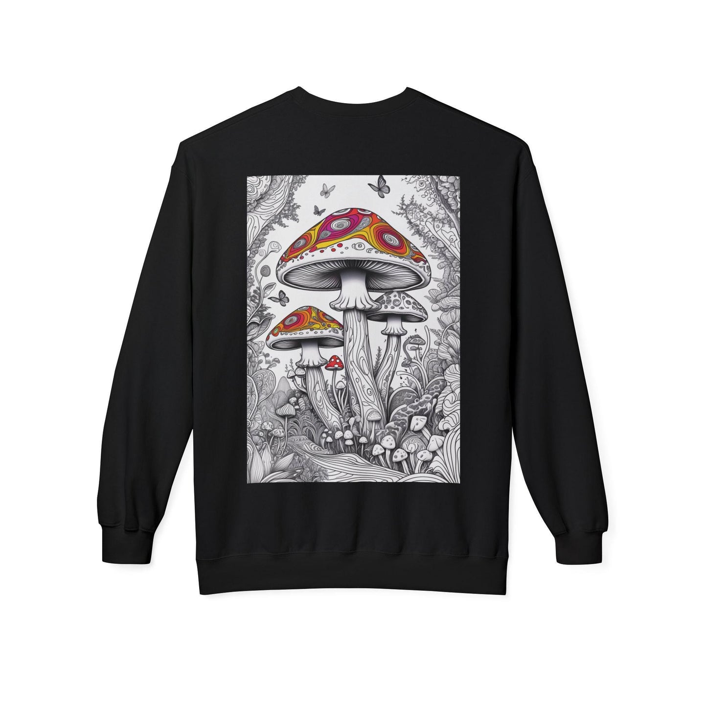 Mush-Love Journey Jumper | Half-Coloured Design | Spiritual Growth Apparel | Psychedelic Art | Unique Mushroom Art | Mindfulness Clothing