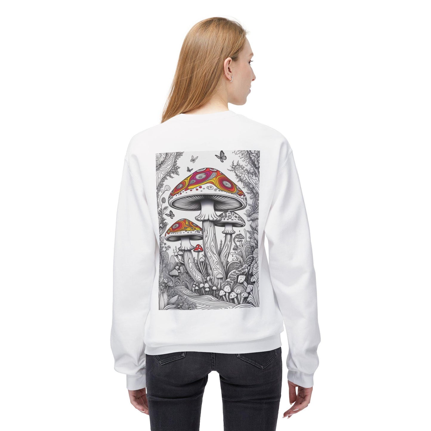 Mush-Love Journey Jumper | Half-Coloured Design | Spiritual Growth Apparel | Psychedelic Art | Unique Mushroom Art | Mindfulness Clothing