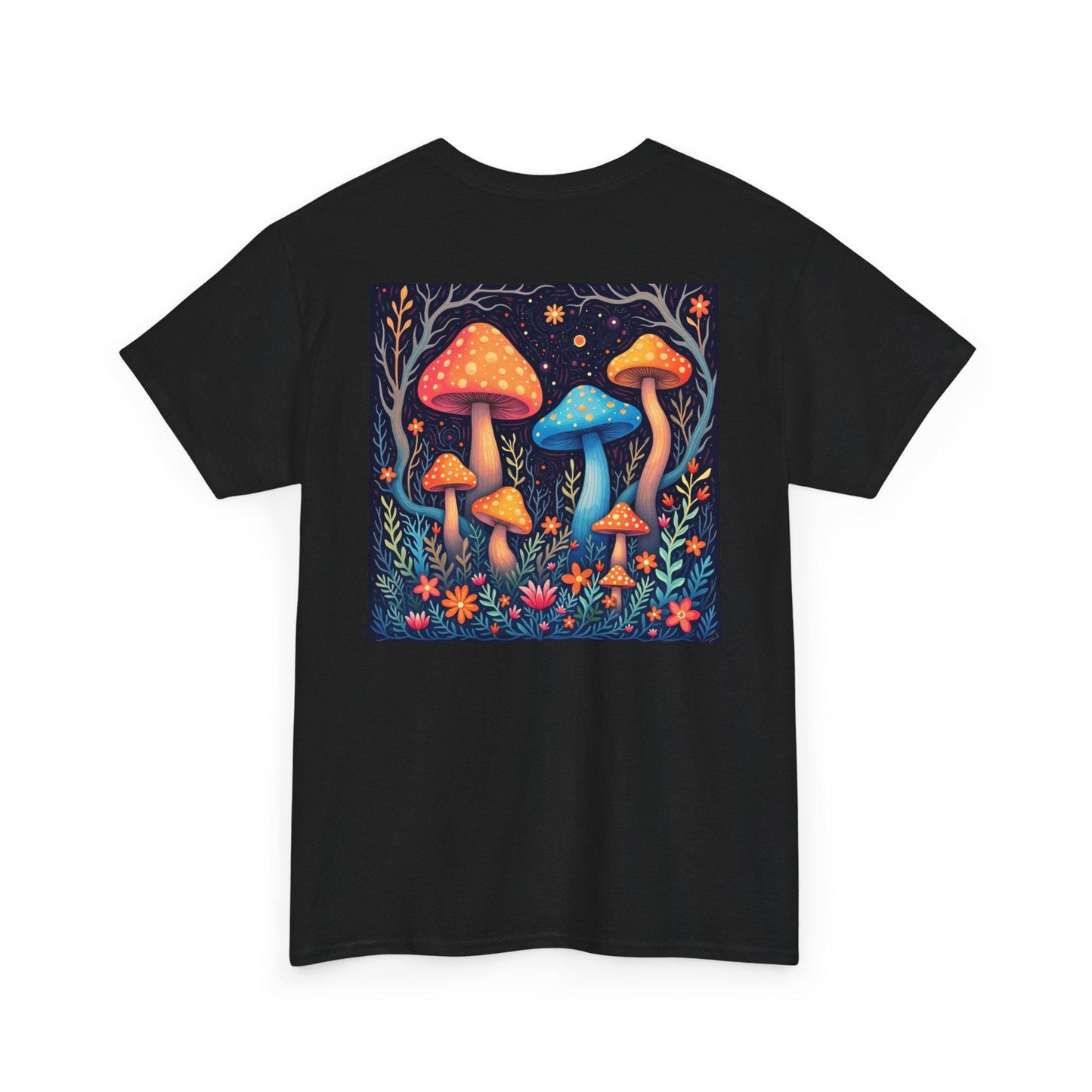 Mush-Love Collection Tee - Unisex T-Shirt with Unique Mushroom Back Design - Signature Mush-Love Logo - Sizes S to 3XL