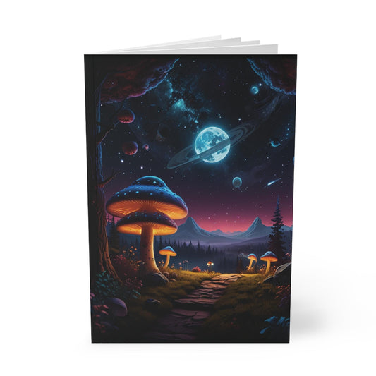 Look at the Stars Softcover A5 Notebook - Mushroom Universe Design | Lined Paper | Eco-Friendly, Inspirational Journal for Nature Lovers