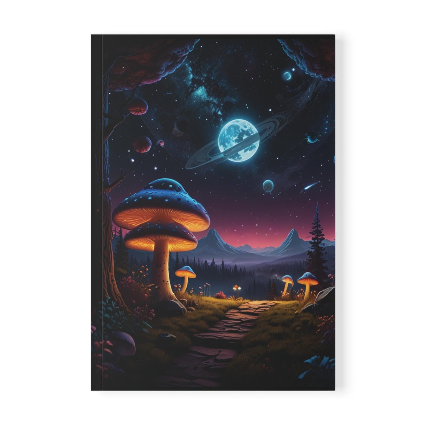 Look at the Stars Softcover A5 Notebook - Mushroom Universe Design | Lined Paper | Eco-Friendly, Inspirational Journal for Nature Lovers