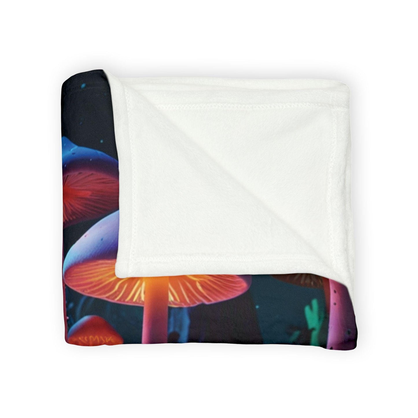 Night Garden Soft Polyester Blanket - Psychedelic Mushroom Design | Eco-Friendly, Cozy Throw | Vibrant Nature-Inspired Blanket