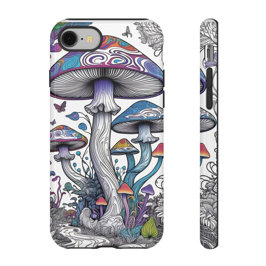 Psychedelic Mushroom Colour Tough Case | Dual Layer iPhone, Phone Case | Durable Protective Cover | Mushroom Art | Custom iPhone Case