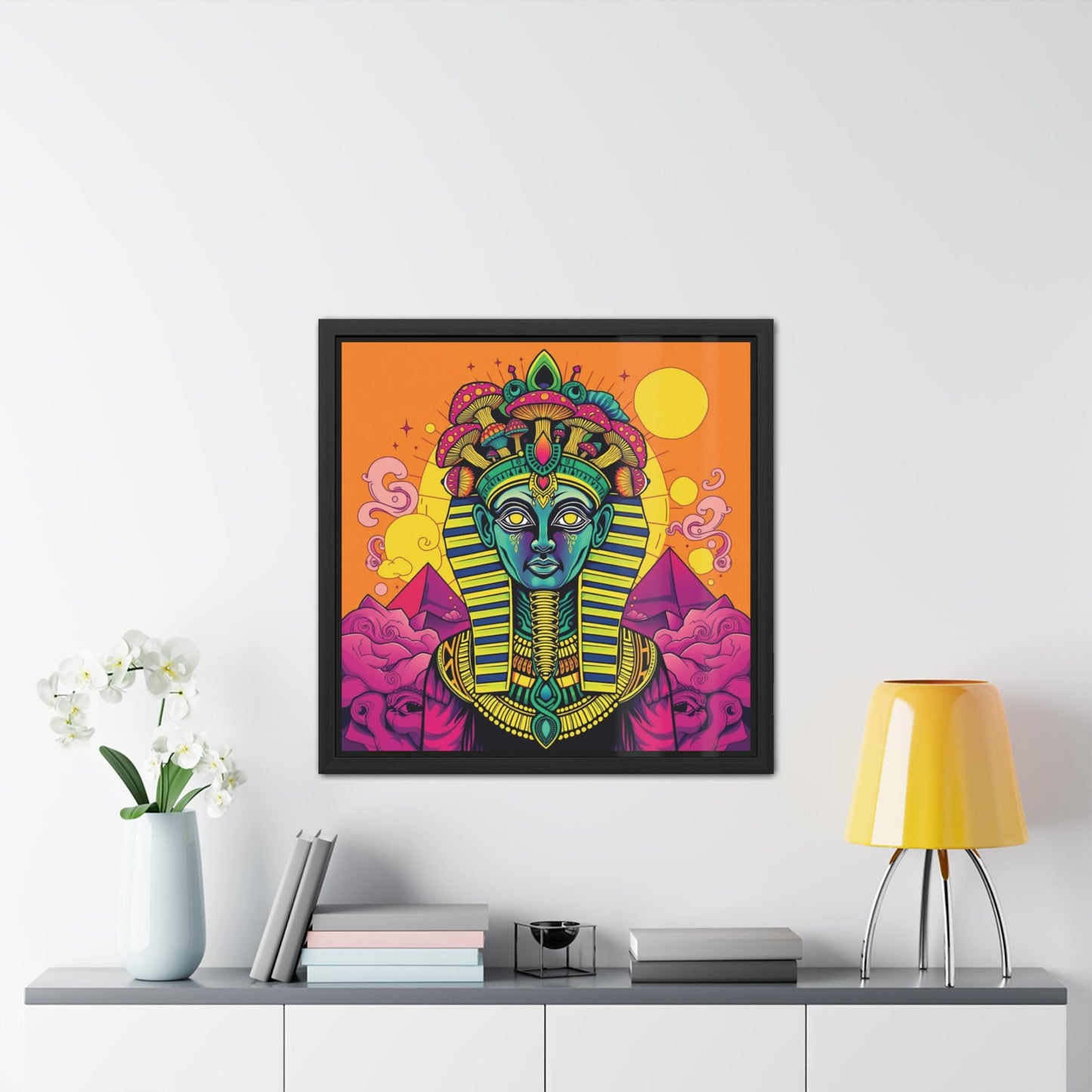 Chosen Pharaoh Framed Print | Egyptian Art | Hand-Crafted Wooden Frame | Unique Wall Art | Pharaoh Portrait | Ancient Egyptian Decor