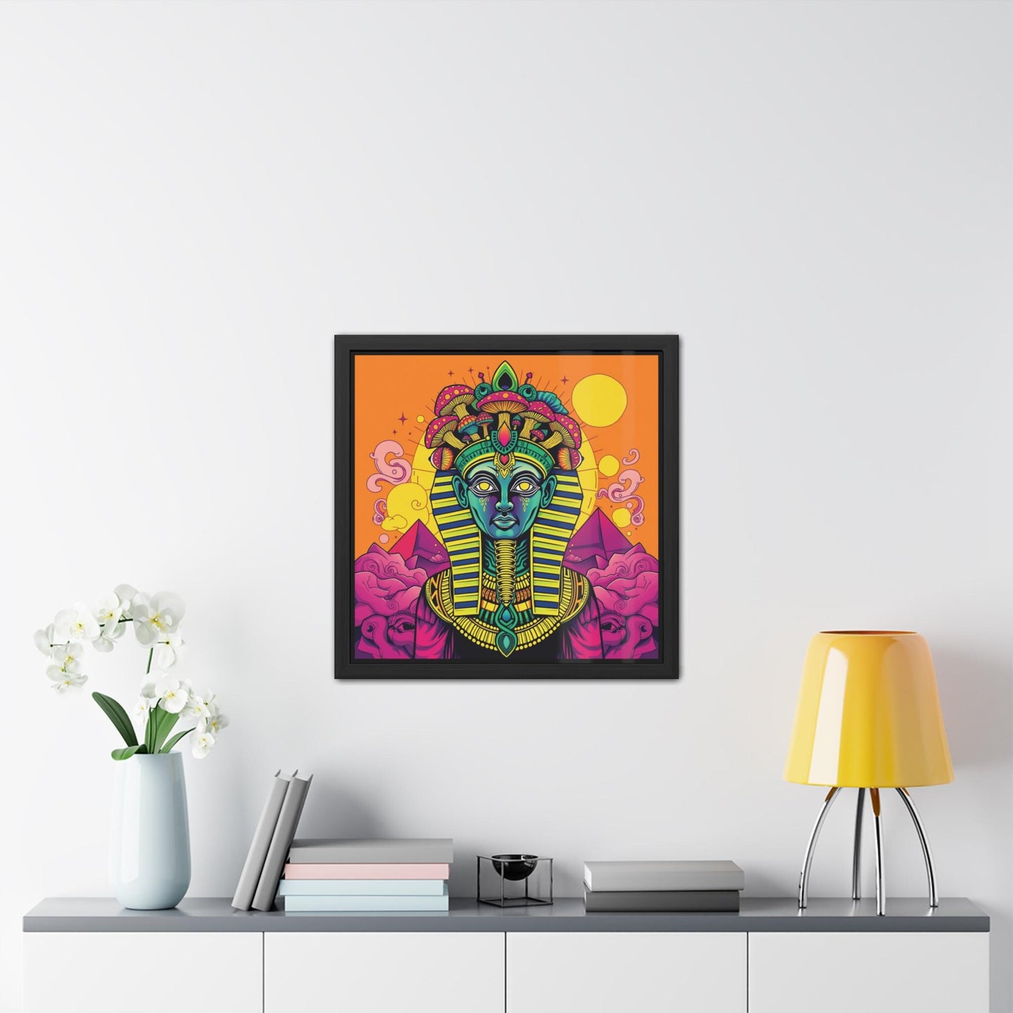 Chosen Pharaoh Framed Print | Egyptian Art | Hand-Crafted Wooden Frame | Unique Wall Art | Pharaoh Portrait | Ancient Egyptian Decor