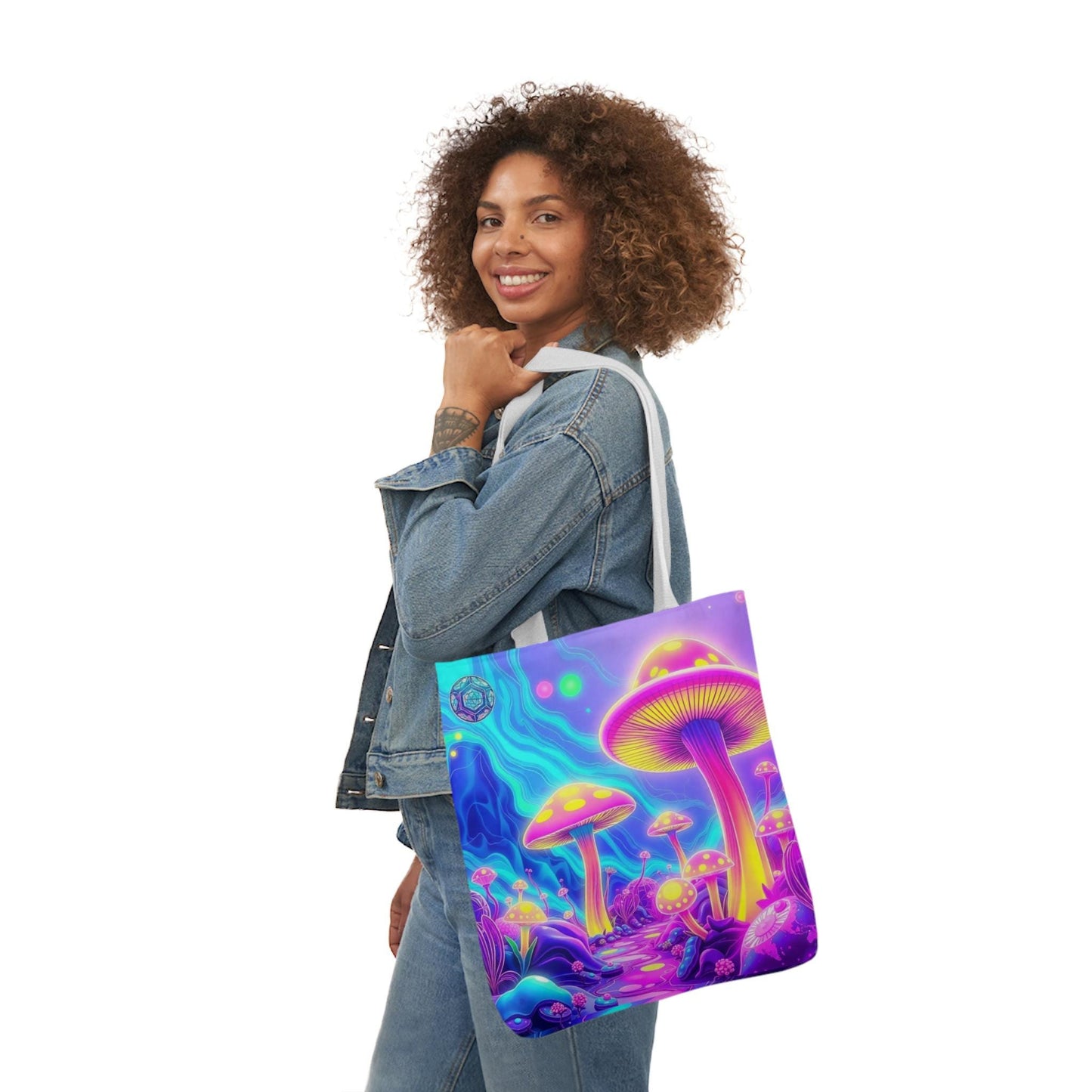 Mushroom Island Tote Bag | Psychedelic Mushroom Design | 13x13, 16x16, 18x18 | Durable Canvas | Stylish & Eco-Friendly Tote | Trippy Art Bag