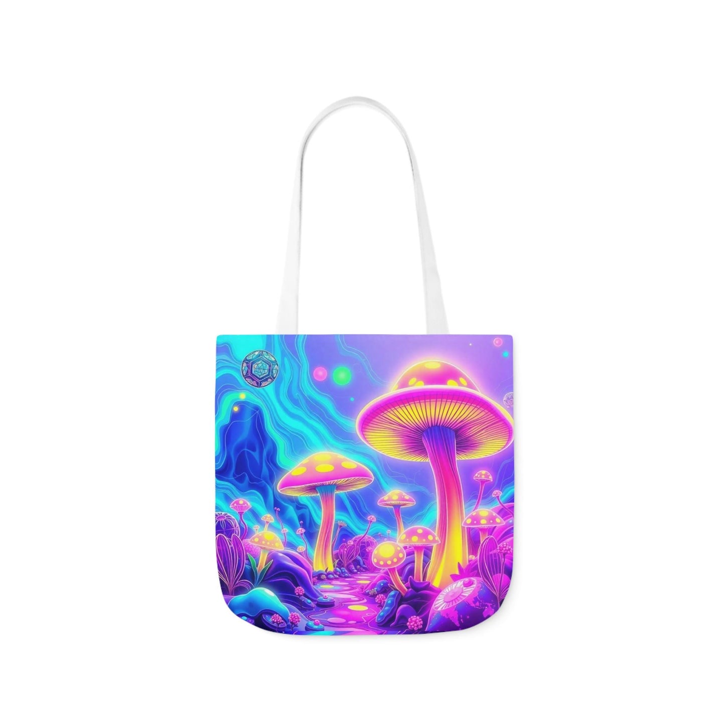 Mushroom Island Tote Bag | Psychedelic Mushroom Design | 13x13, 16x16, 18x18 | Durable Canvas | Stylish & Eco-Friendly Tote | Trippy Art Bag