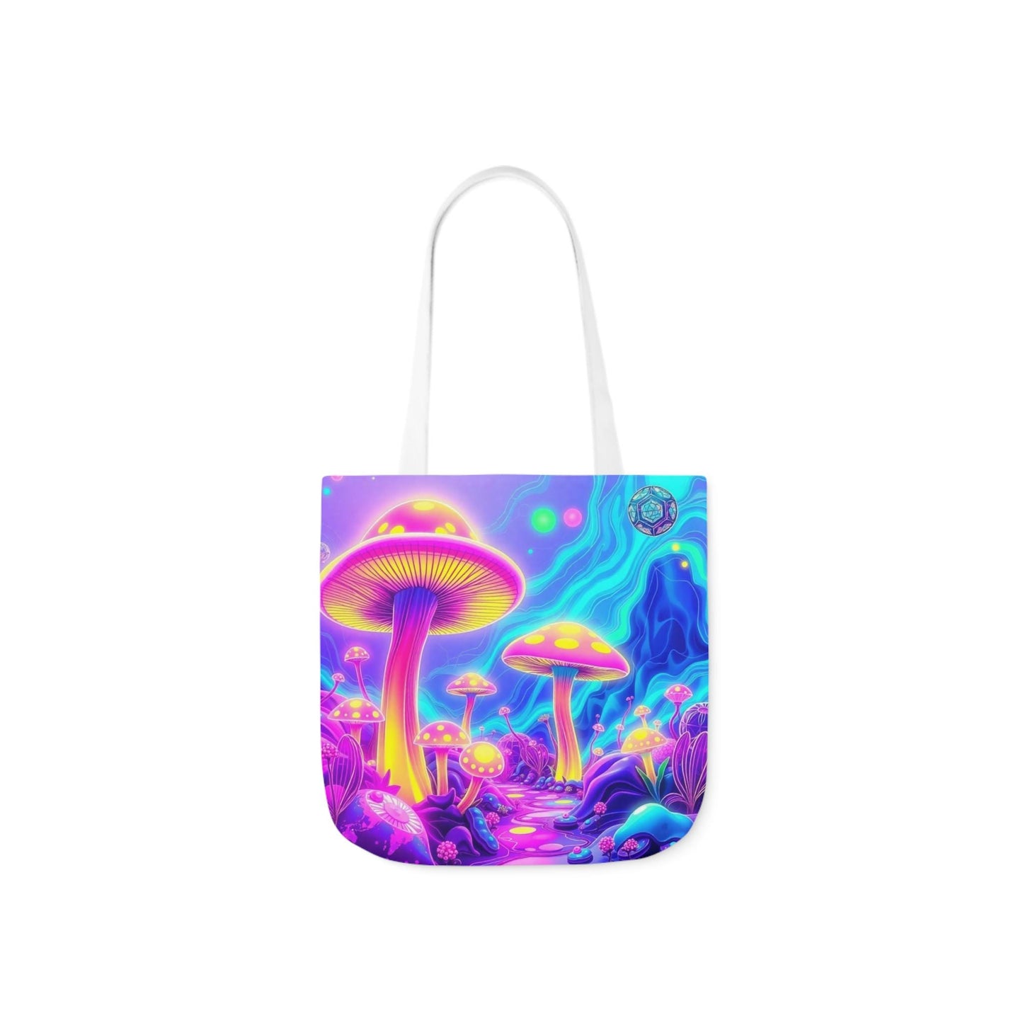 Mushroom Island Tote Bag | Psychedelic Mushroom Design | 13x13, 16x16, 18x18 | Durable Canvas | Stylish & Eco-Friendly Tote | Trippy Art Bag