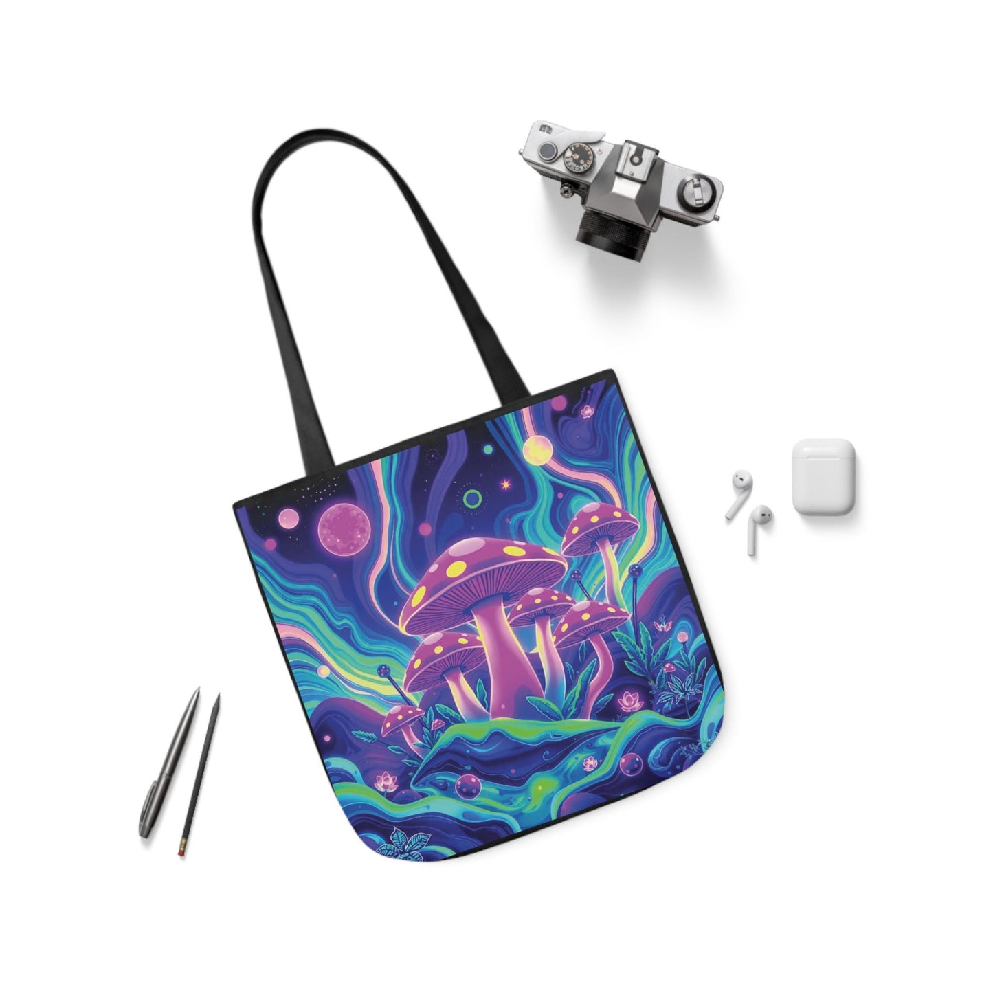 Mushroomtopia Tote Bag | Psychedelic Mushroom Art | Fantasy Fungi Design | Eco-Friendly Canvas | Vibrant & Magical Tote | 3 different sizes