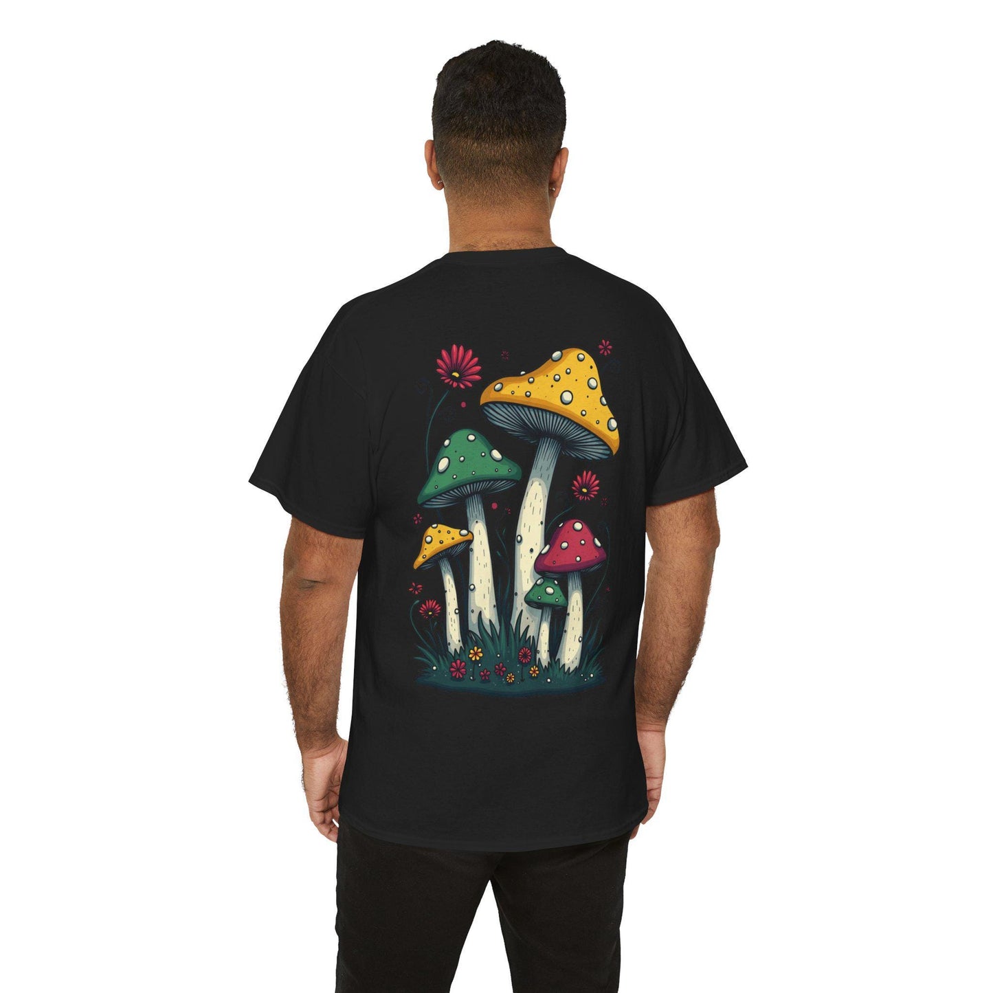 Mush-Love Collection Tee - Unisex T-Shirt with Unique Mushroom Back Design - Signature Mush-Love Logo - Eco-Friendly Fashion