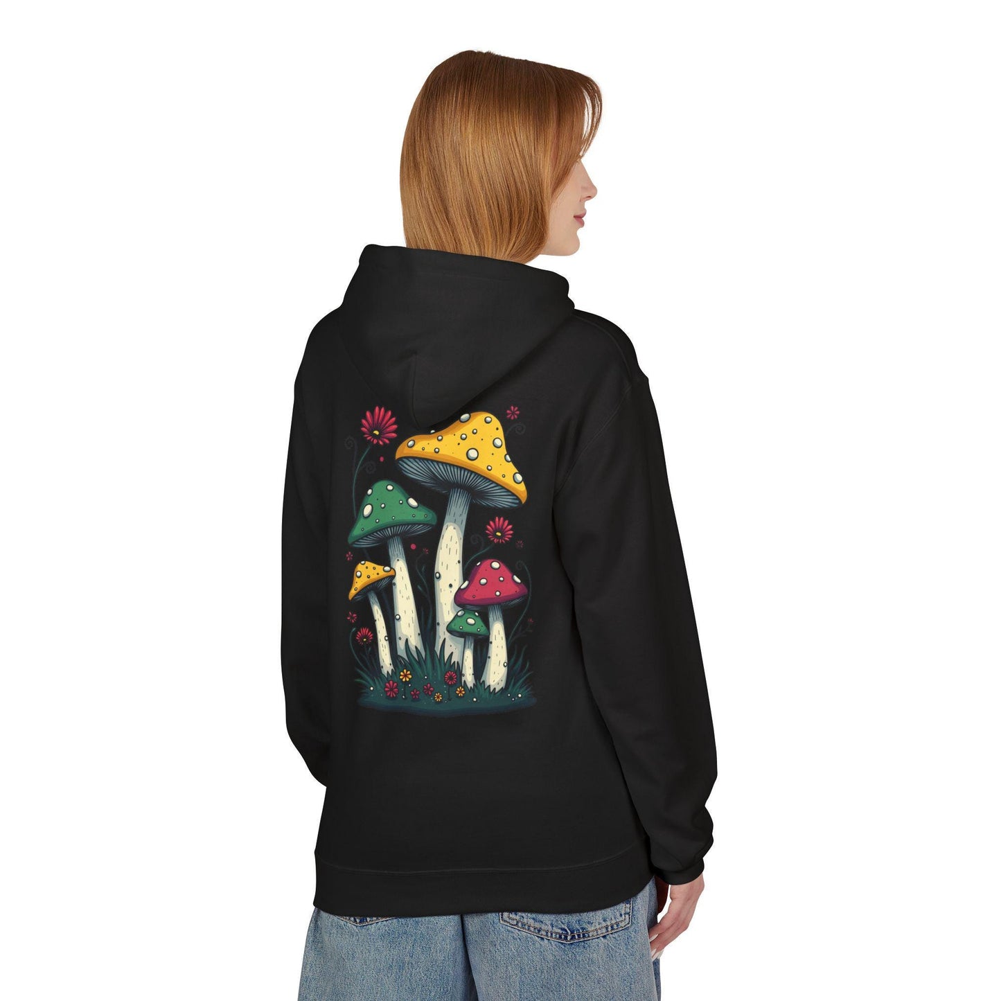 Mush-Love Collection Hoodie - Unisex Hoodie with Unique Mushroom Design on Back - Signature Mush-Love Logo - Eco-Friendly Fashion