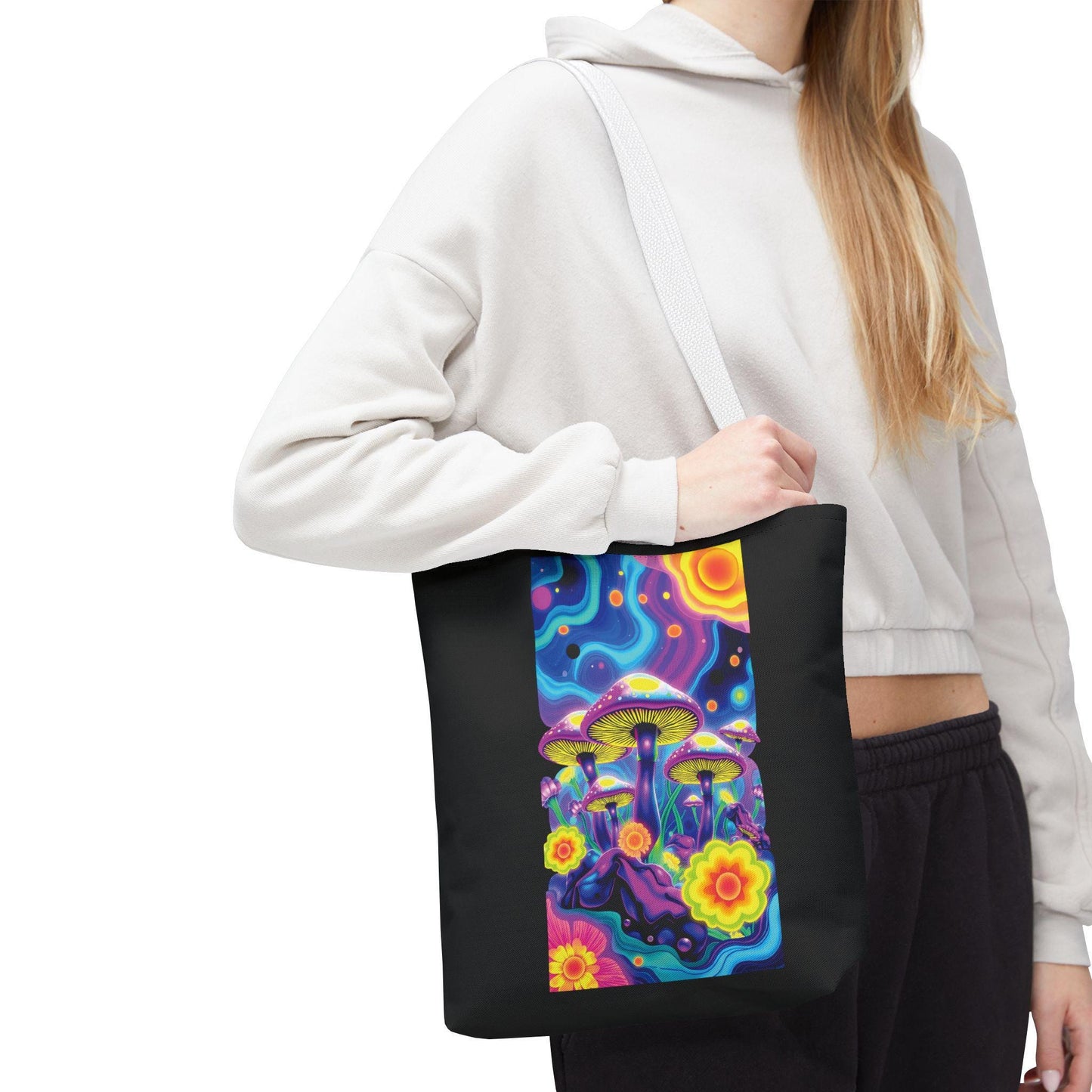 Mush-Love Utopia Tote Bag - Colourful Mushroom Design, Sustainable & Stylish - Mush-Love collection - Mushroom Tote - Mushroom Fashion