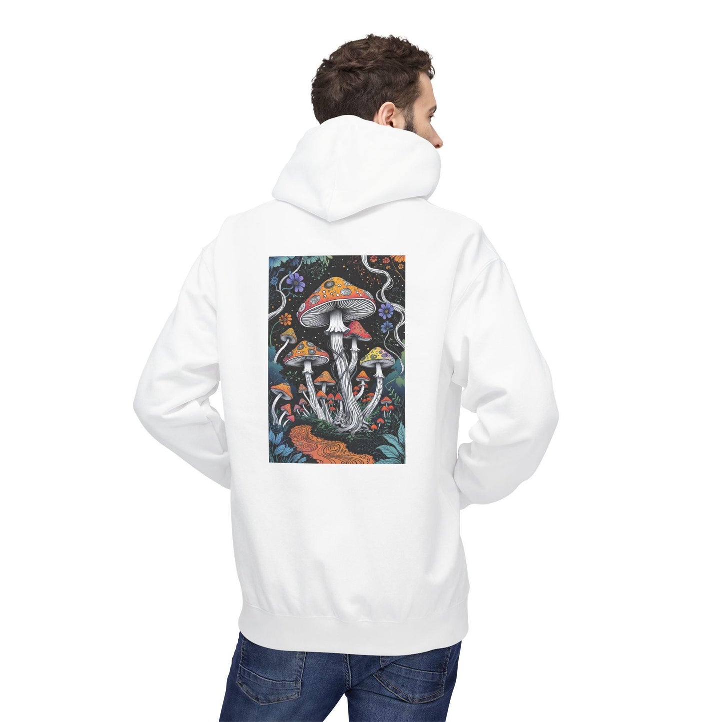 Mushroom Mindscapes Hoodie - Psychedelic Mushroom Design, Colourful Fungi Hoodie, Unisex, Nature-Inspired Hoodie, Gift for Mushroom Lovers