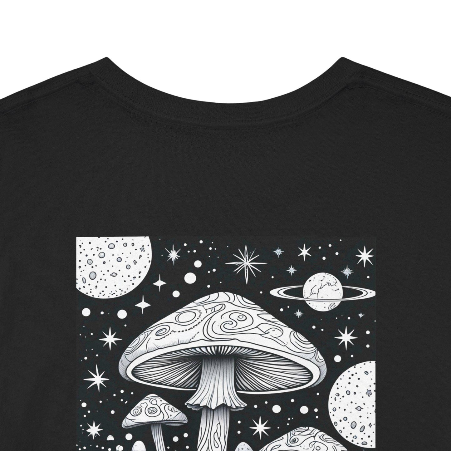 Mushroom Mindscapes T-shirt | Nature-Inspired Art Shirt | Black & White Mushroom Design | Unisex Graphic Tee | Eco-Friendly Fashion