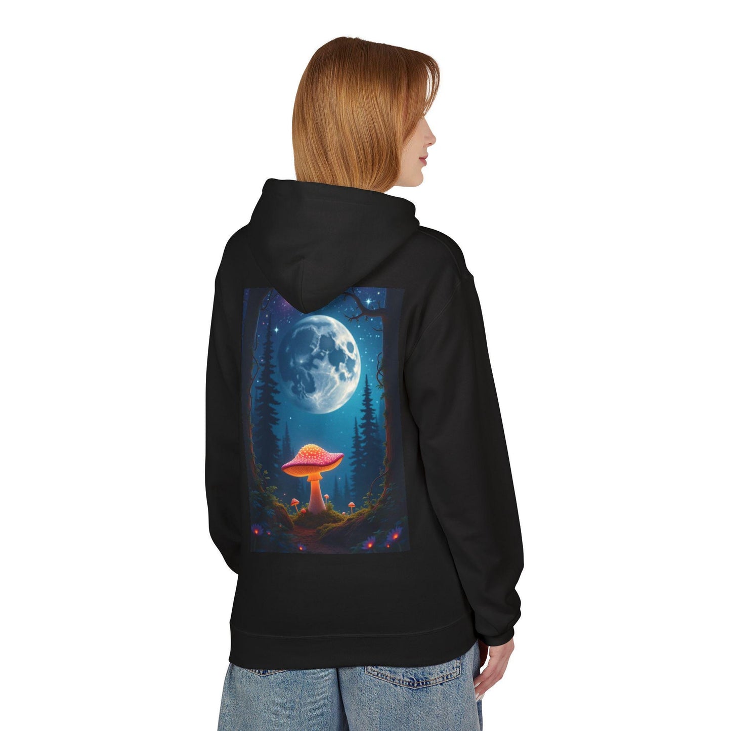 Moonlit Hoodie | Unisex Nature-Inspired Hoodie | Moon & Mushroom Graphic Design | Cozy Hoodie | Limited Edition | Eco-Friendly Fashion